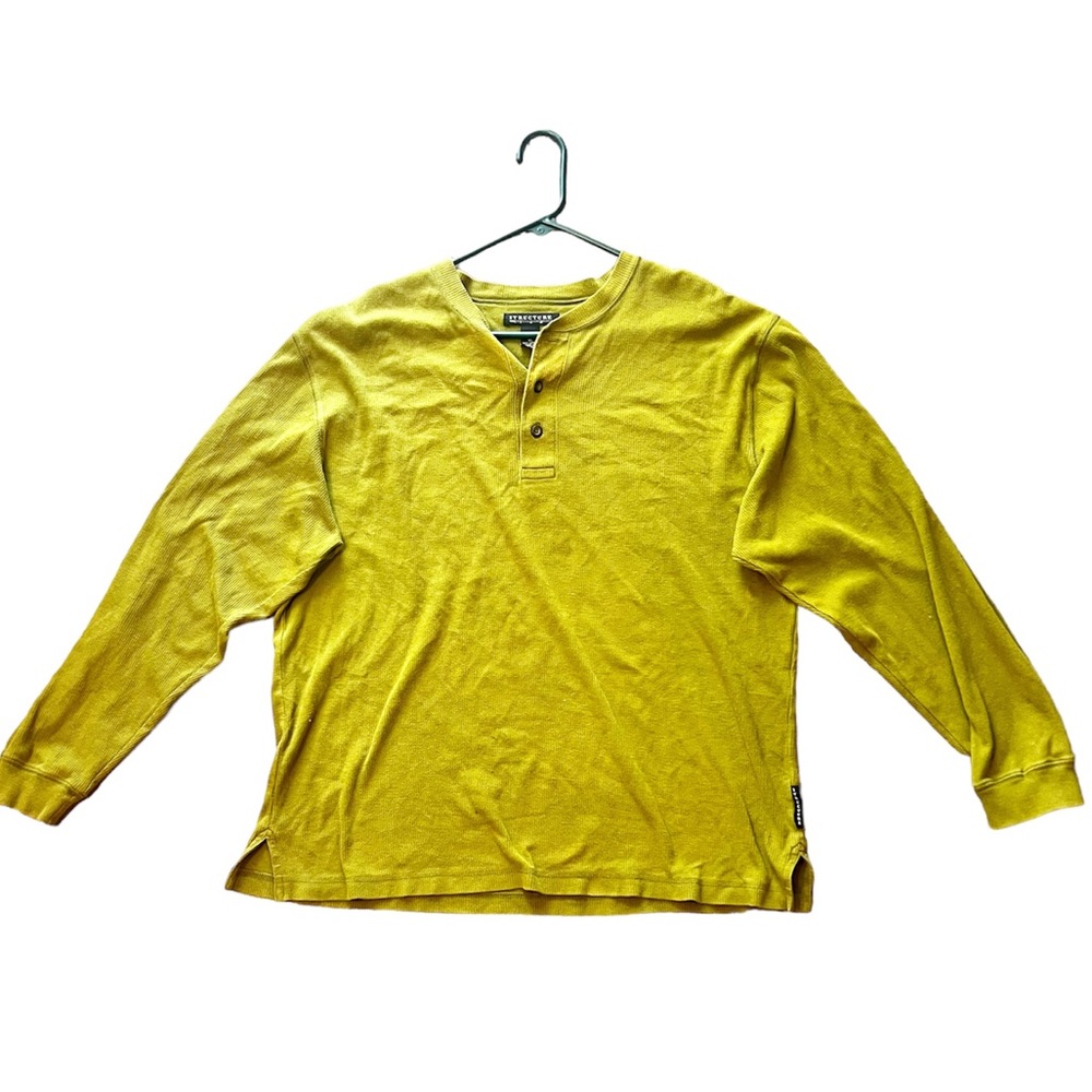 Olive green men’s XL shirt Henley buttons long sleeve Structure brand